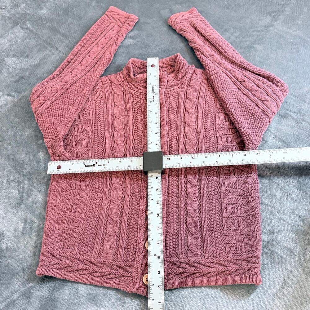 LL Bean Vintage Made in USA Purple Cable Knit Cotton Cardigan Sweater Womens S - Picture 4 of 10